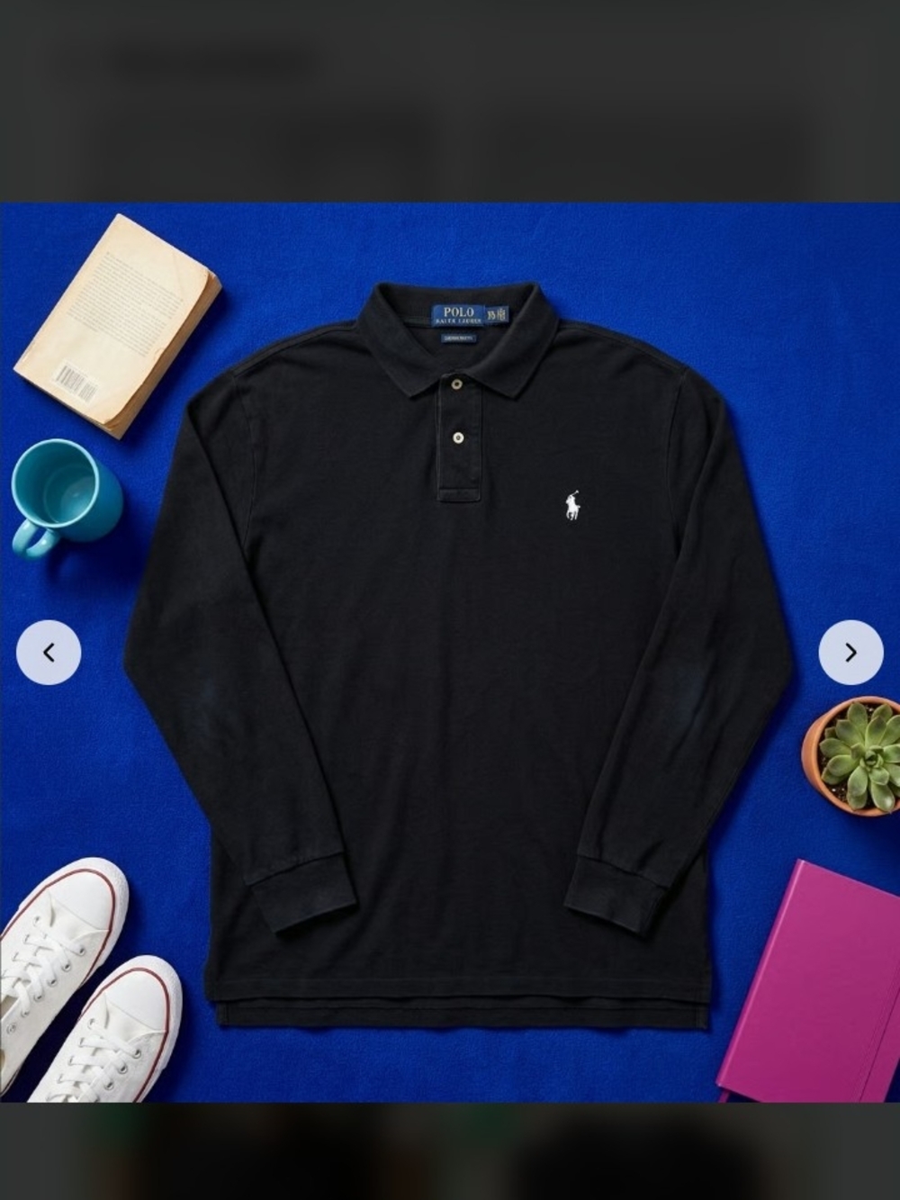 Ralph Lauren Black Long-Sleeve Polo Shirt with White Pony